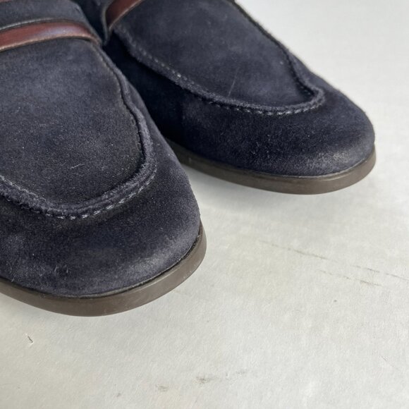 Magnanni Sz 9 Leather Daniel Loafer Men Navy Suede Slip On Flat Shoes